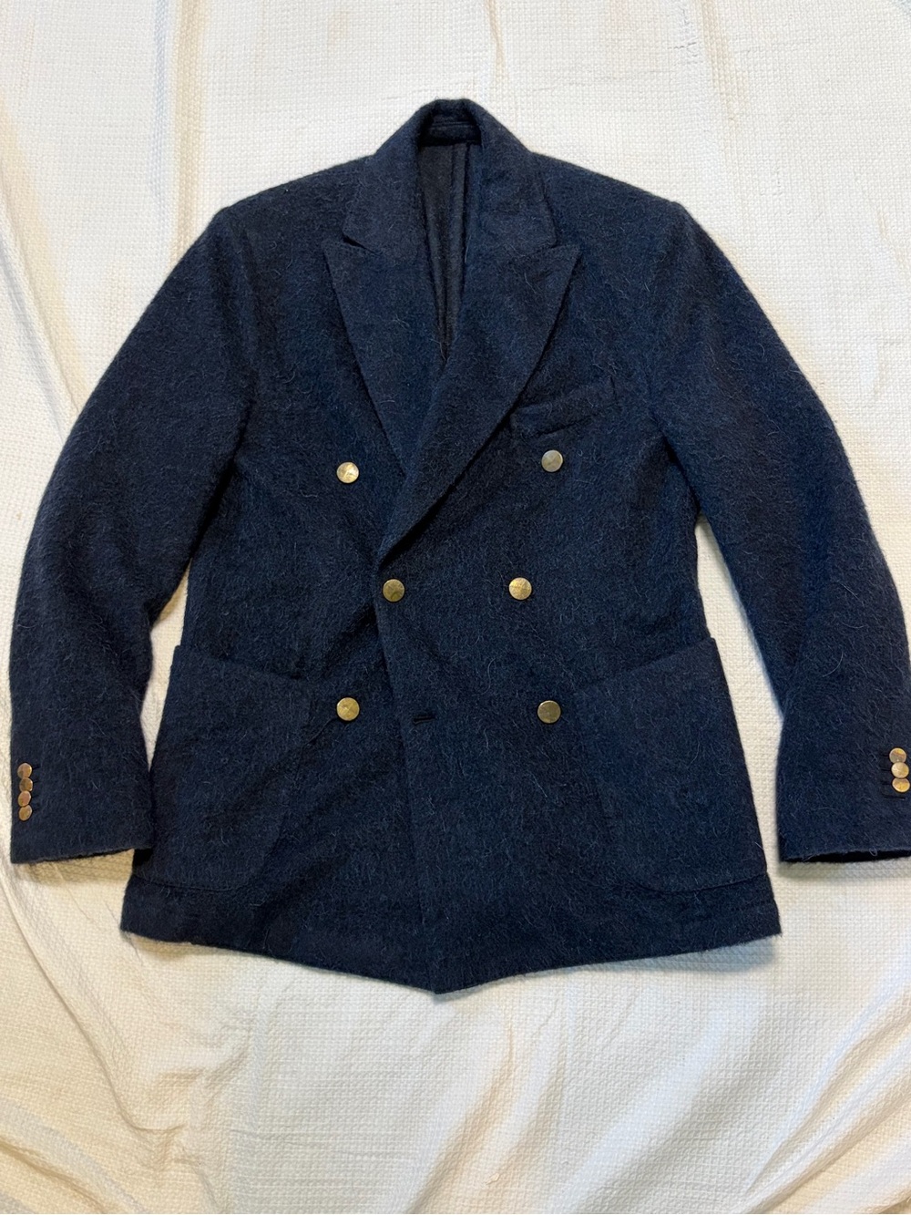Monteoro slow wear made in Italy Men's Double-Breasted Navy Coat